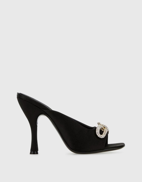 Satin Jewel Bow High-Heeled Mules