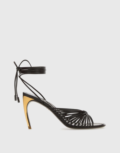 Calfskin Alligator Printed Curved High-Heeled Sandals