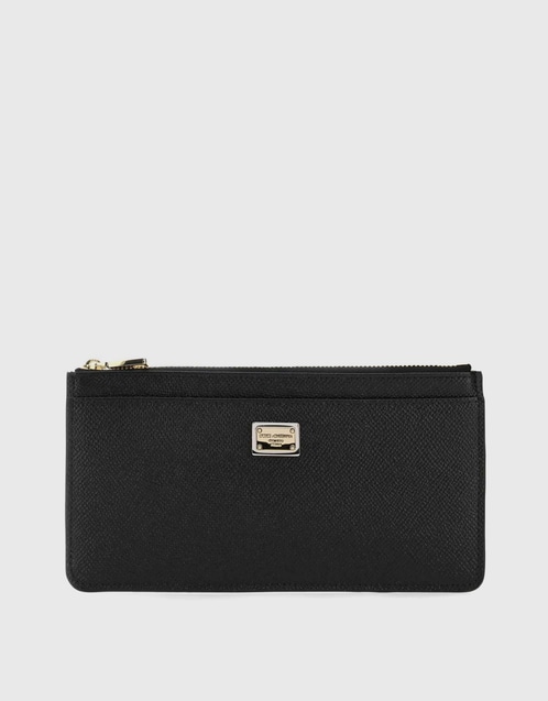 Dauphine Logo Calf Leather Zipped Cardholder
