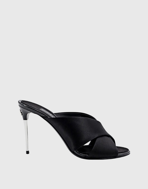 Silk Satin High-Heeled Mules