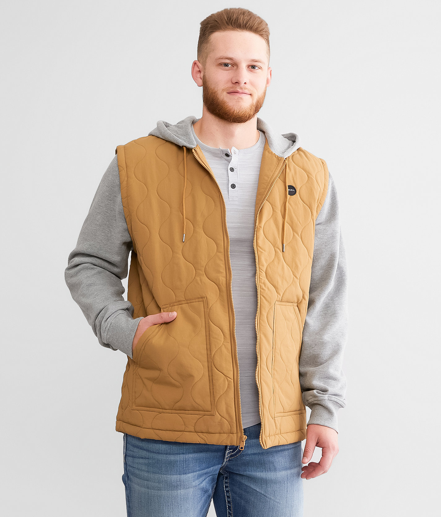 RVCA Grant Hooded Puffer Jacket - Men's Coats & Jackets in Camel