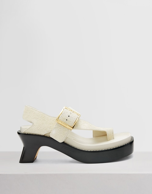 Suede Thong Platform High-Heeled Sandals