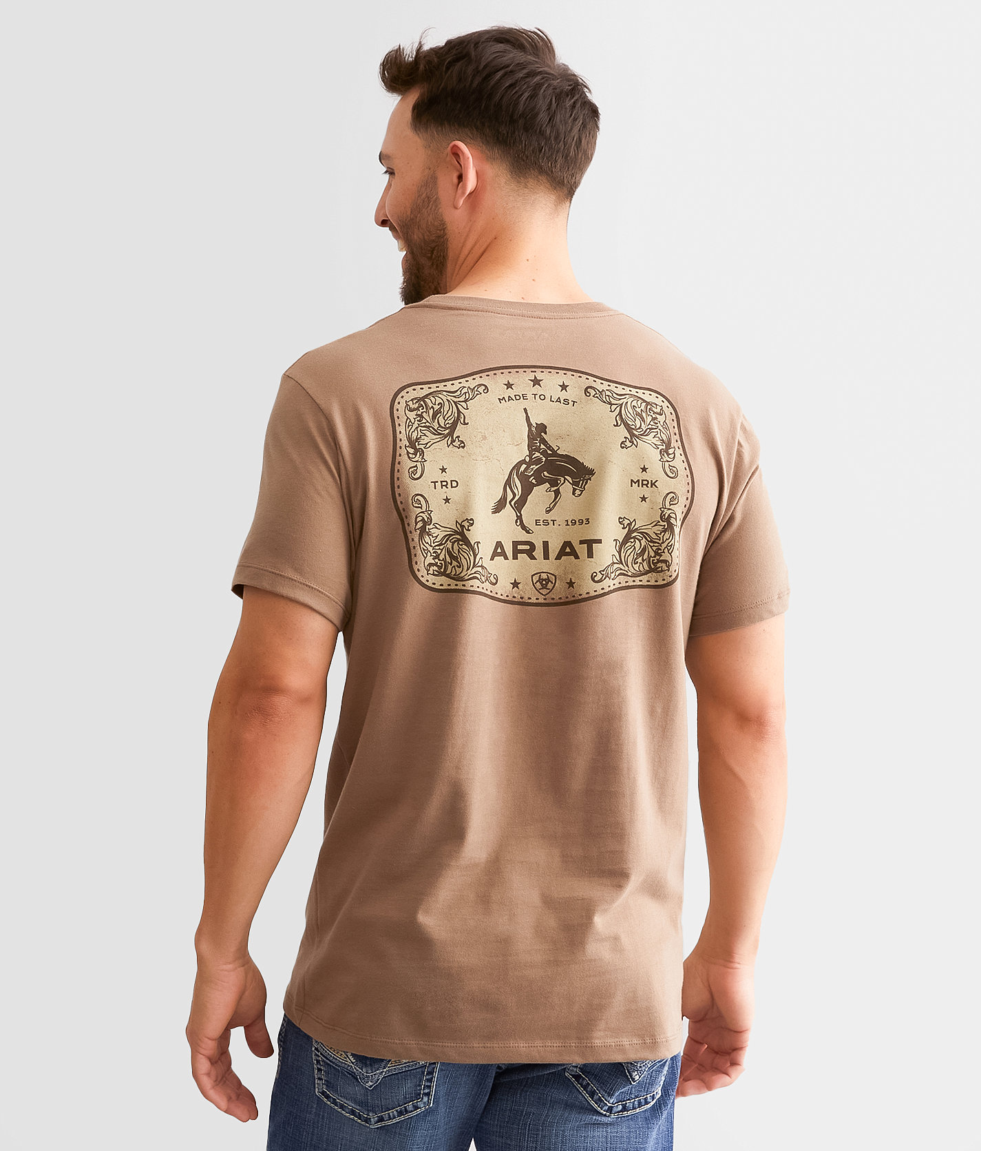 Ariat Tin Buckle T-Shirt - Men's T-Shirts in Brown Savana