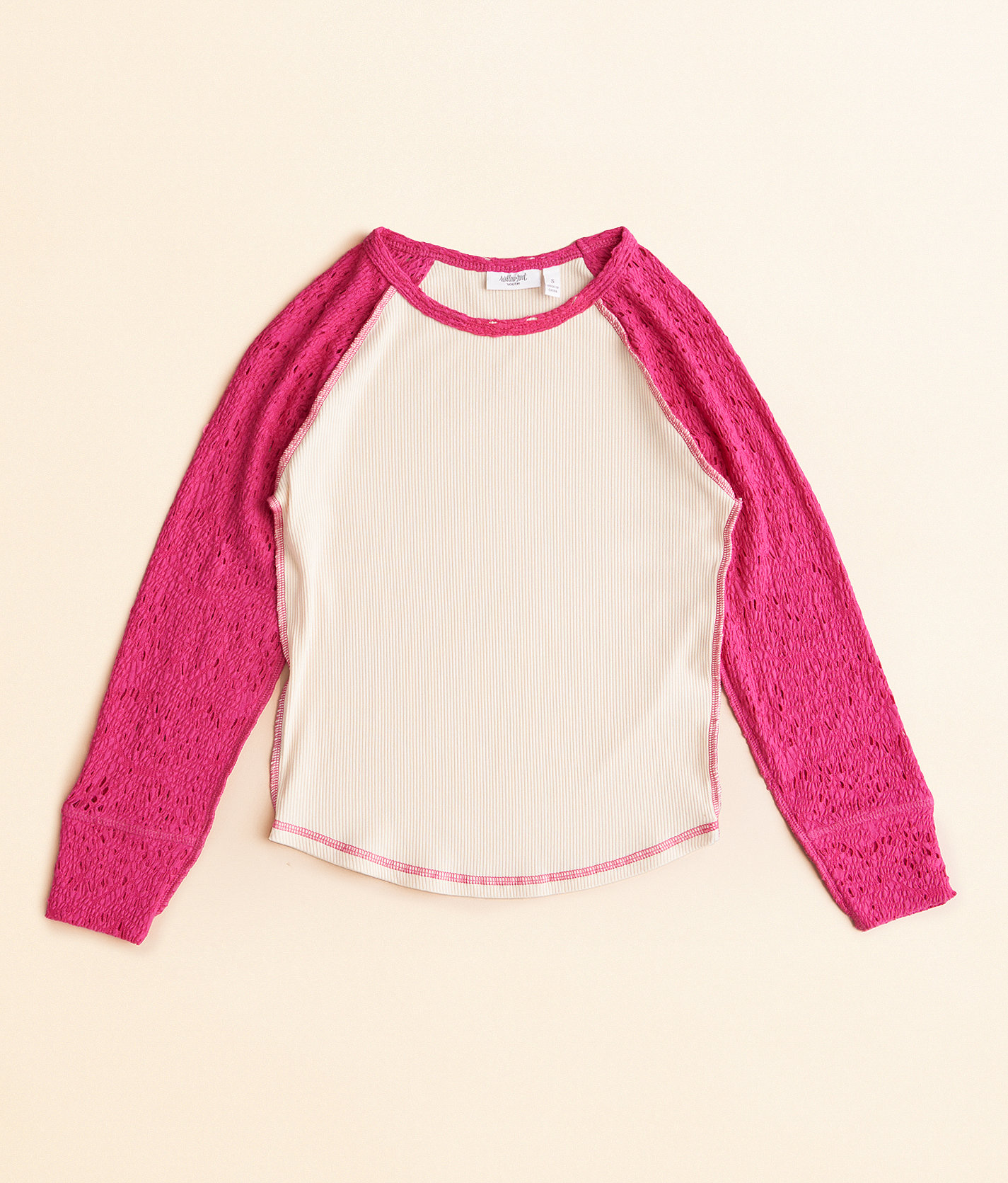 Girls - Willow & Root Laser-Cut Top - Girl's Shirts & Blouses in Cream Fuschia