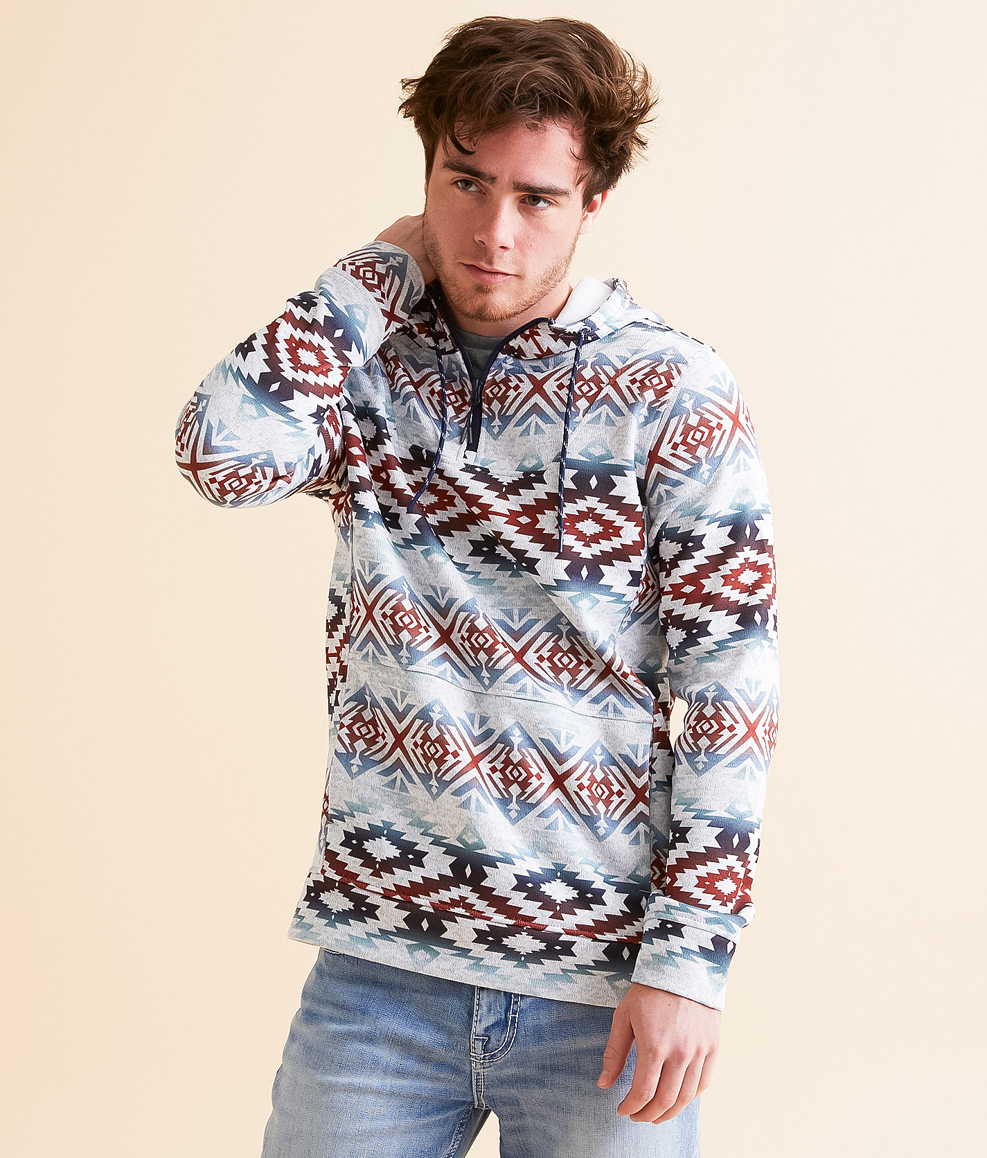 Departwest Southwestern Gradient Hooded Sweatshirt - Men's Sweatshirts in Red White Blue