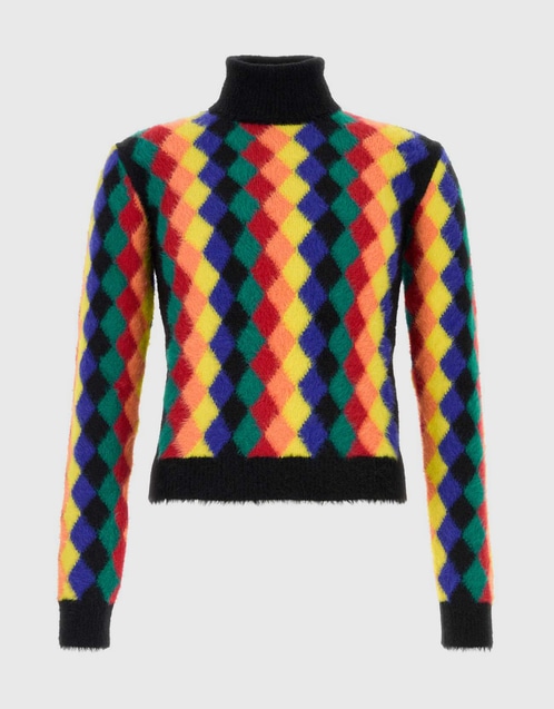 Men's Argyle High Neck Sweater