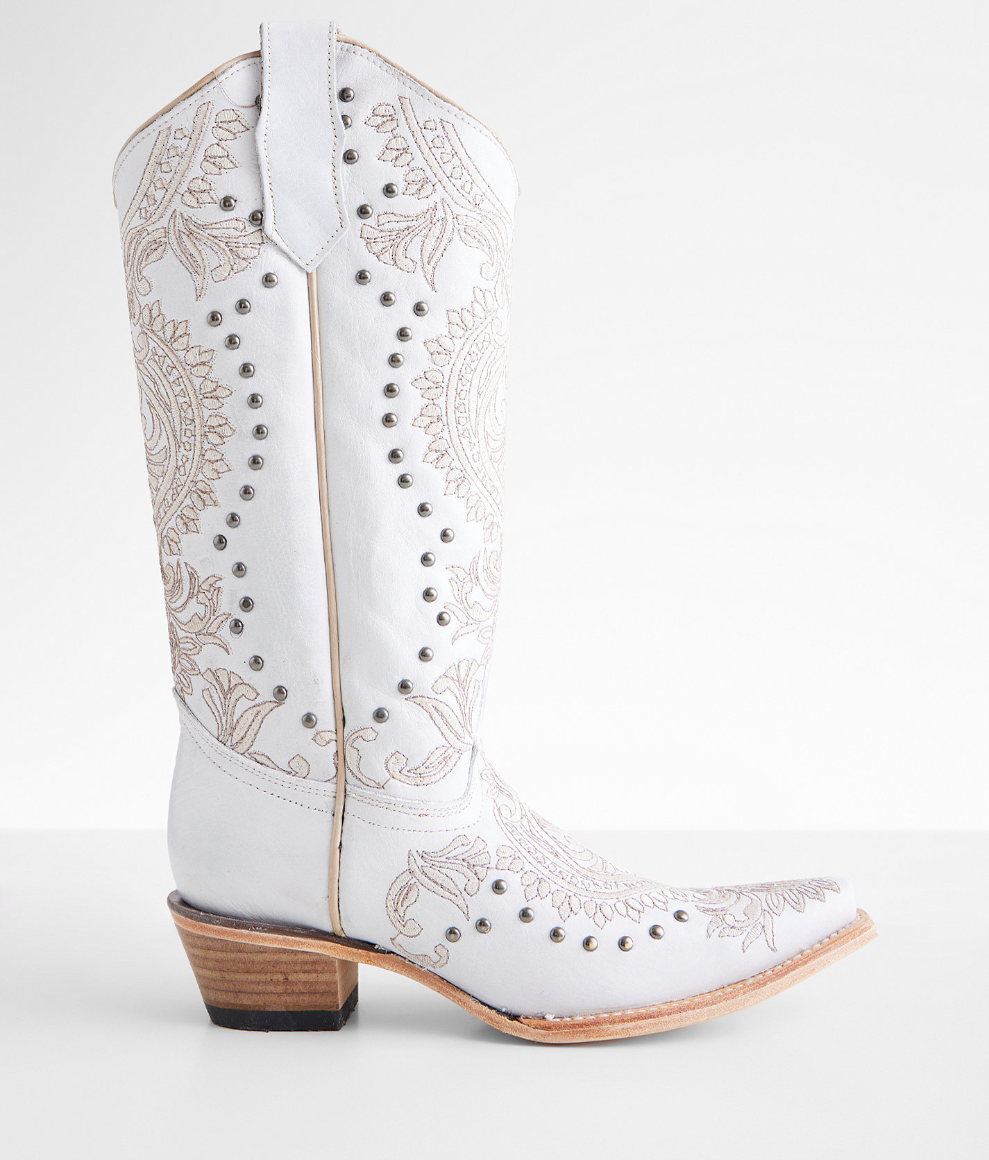 Circle G by Corral Studded Western Leather Boot - Women's Shoes in LD White