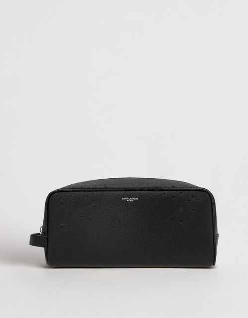 Men's Leather Grained Logo Beauty Case