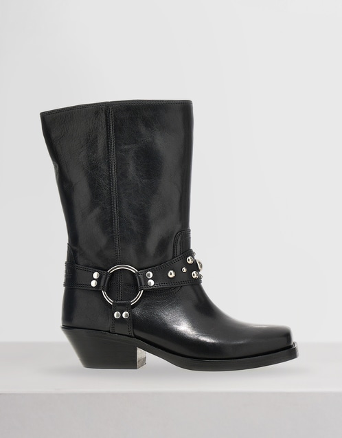 Antya Bovine Leather Low-Heeled Ankle Boots