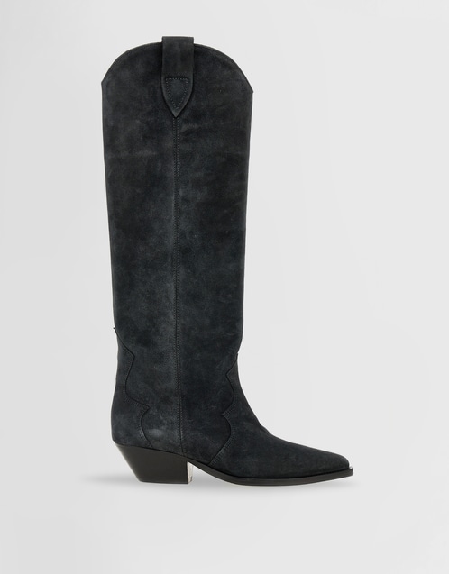 Denvee Suede Calf Leather Low-Heeled Boots
