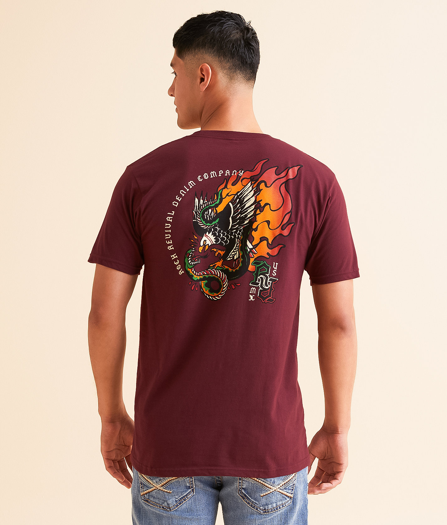 Rock Revival Oki T-Shirt - Men's T-Shirts in Burgundy