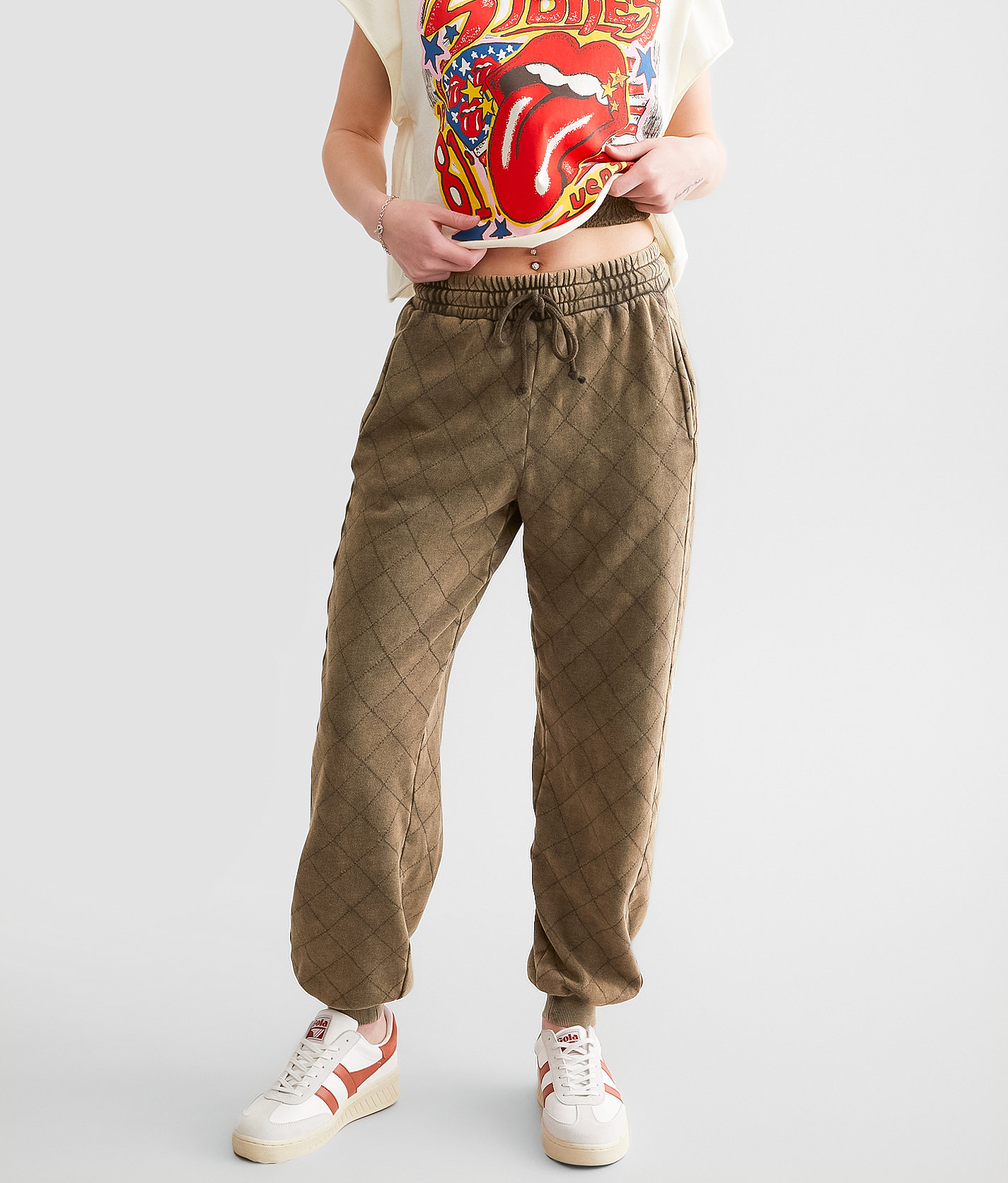 Gilded Intent Washed Knit Joggers - Women's Activewear in Washed Olive