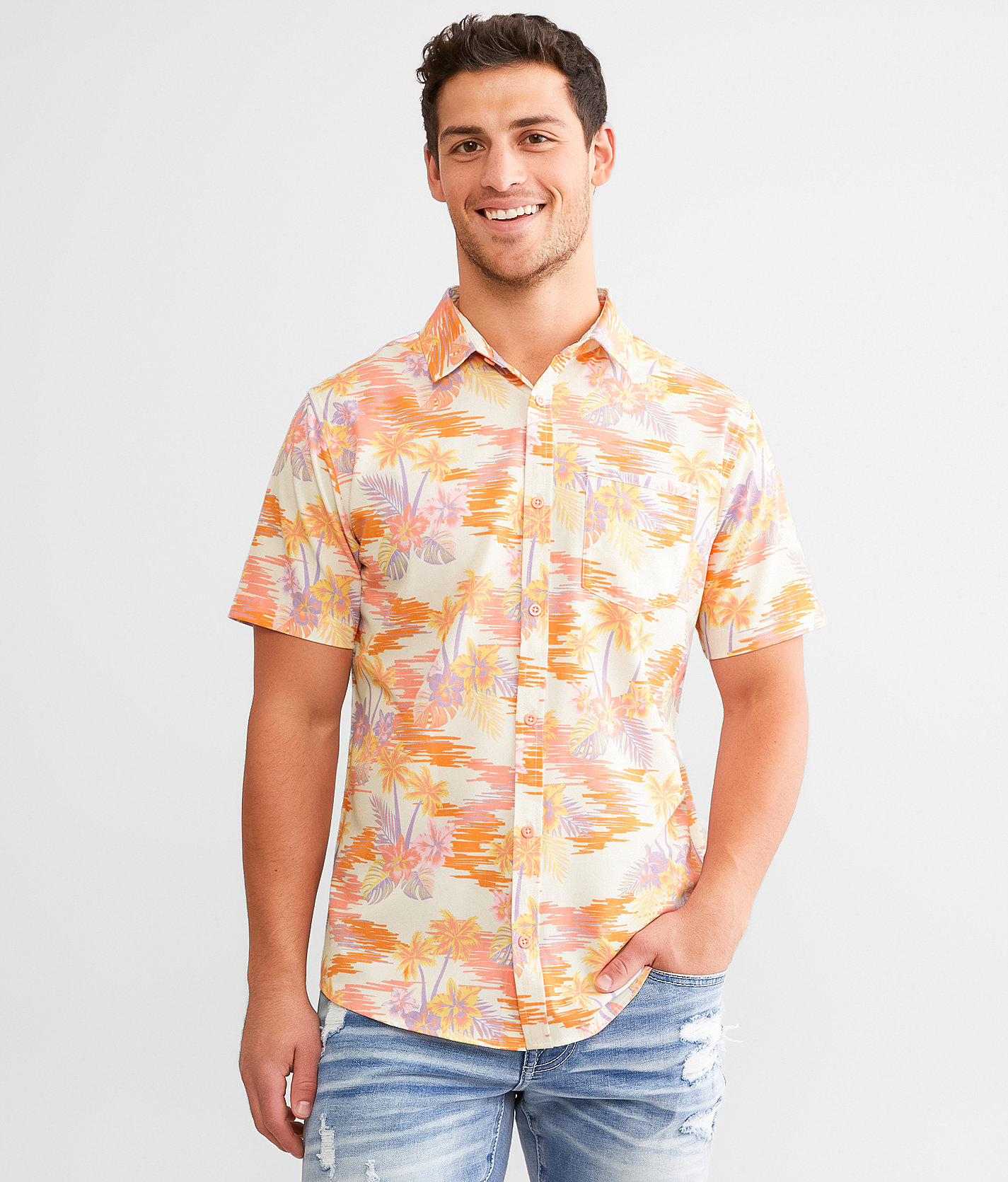 Departwest Tropical Performance Stretch Shirt - Men's Shirts in Cream