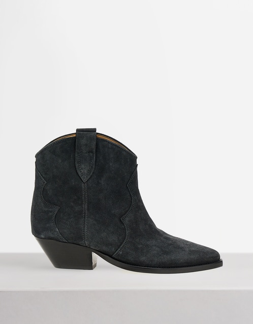 Dewina Suede Calfskin Leather Low-Heeled Ankle Boots