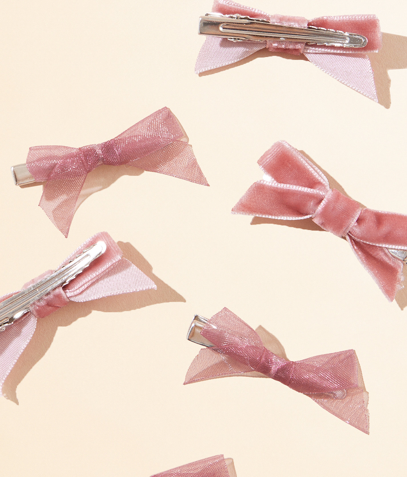 boutique by BKE 6 Pack Bow Hair Clips - Women's Hair Accessories in Pink