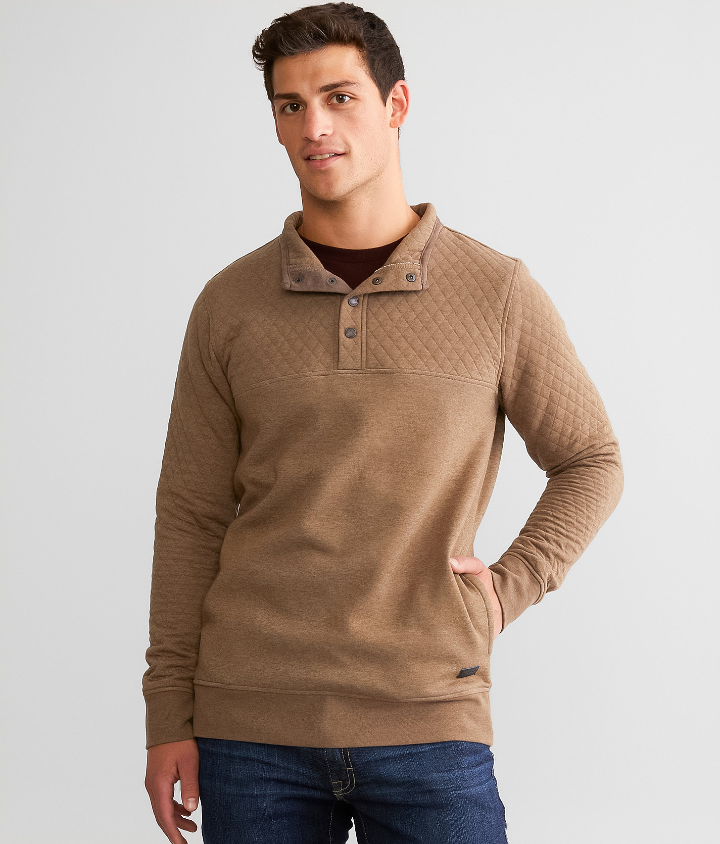 Outpost Makers Quilted Henley Pullover - Men's Sweatshirts in Shitake