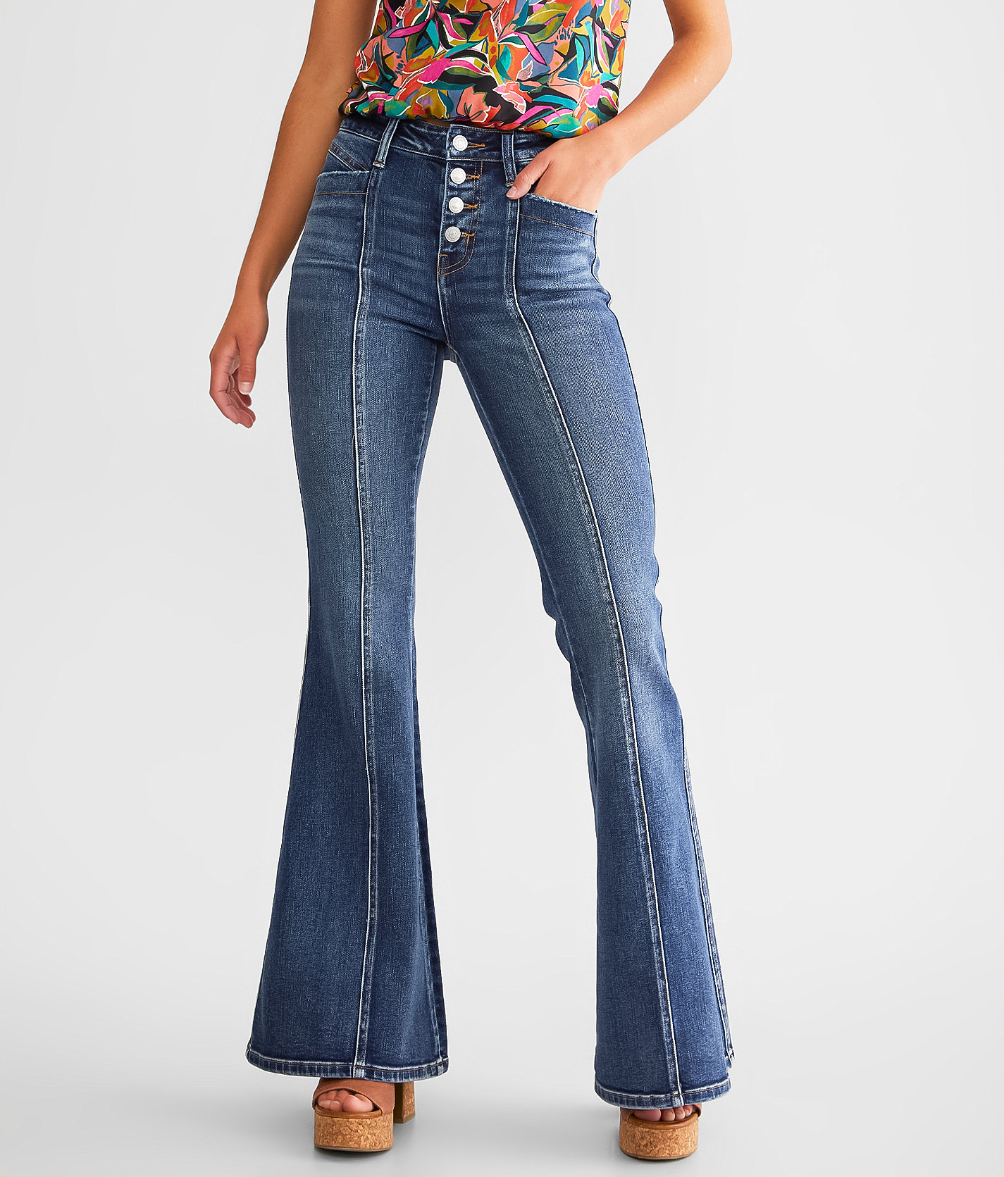 Flying Monkey High Rise Super Flare Stretch Jean - Women's Jeans in Glorify