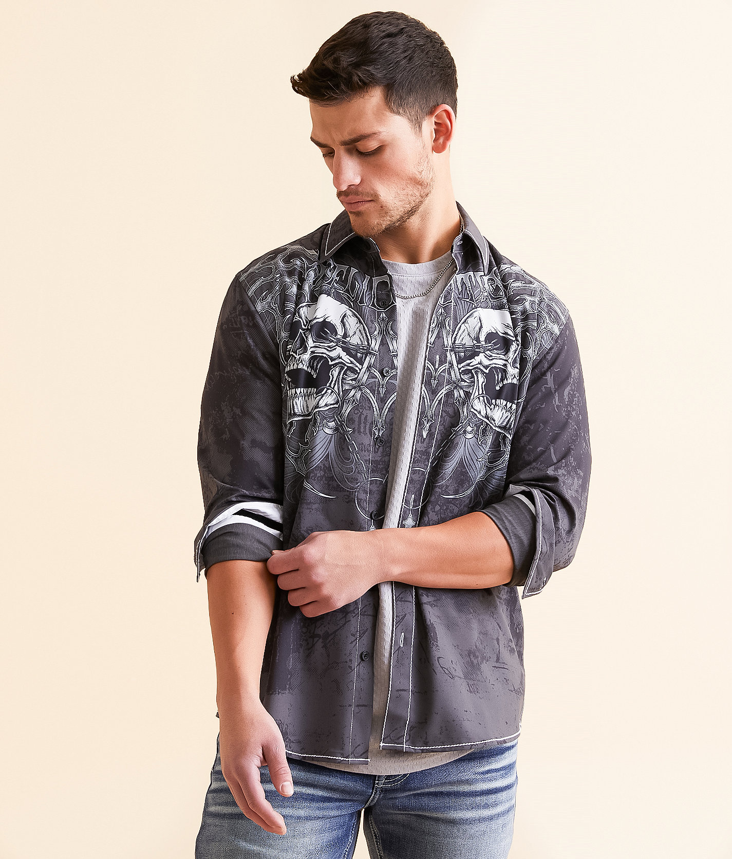 Affliction Shred Fest Stretch Shirt - Men's Shirts in Black