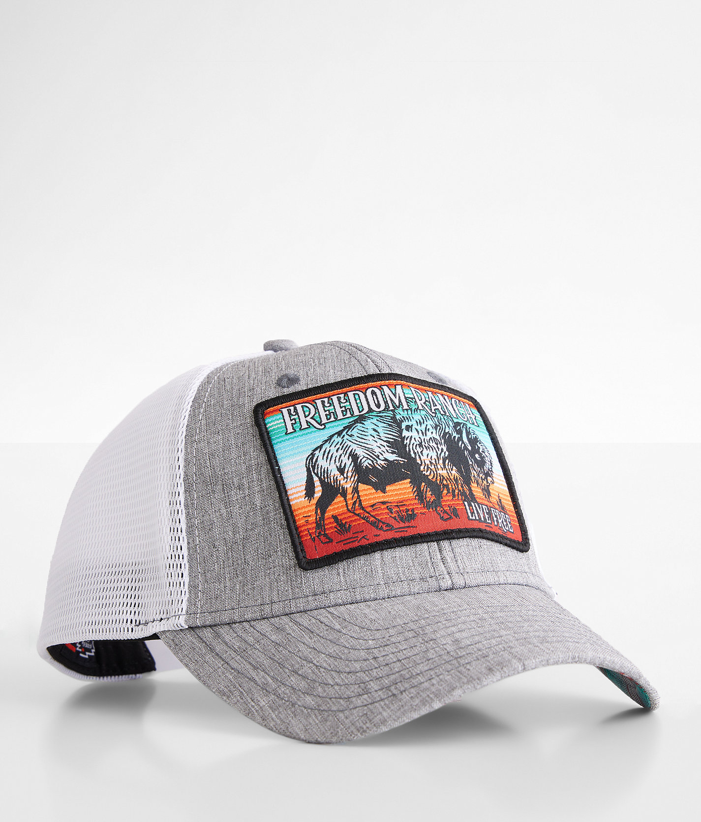 Freedom Ranch Bison Trucker Hat - Men's Hats in Heather Grey
