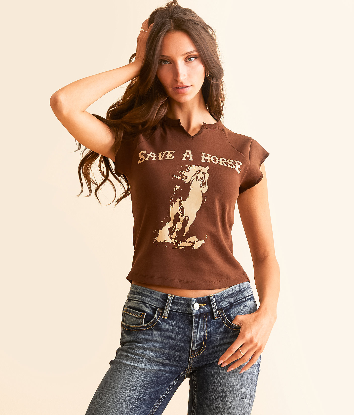 Modish Rebel Save A Horse T-Shirt - Women's T-Shirts in Brown