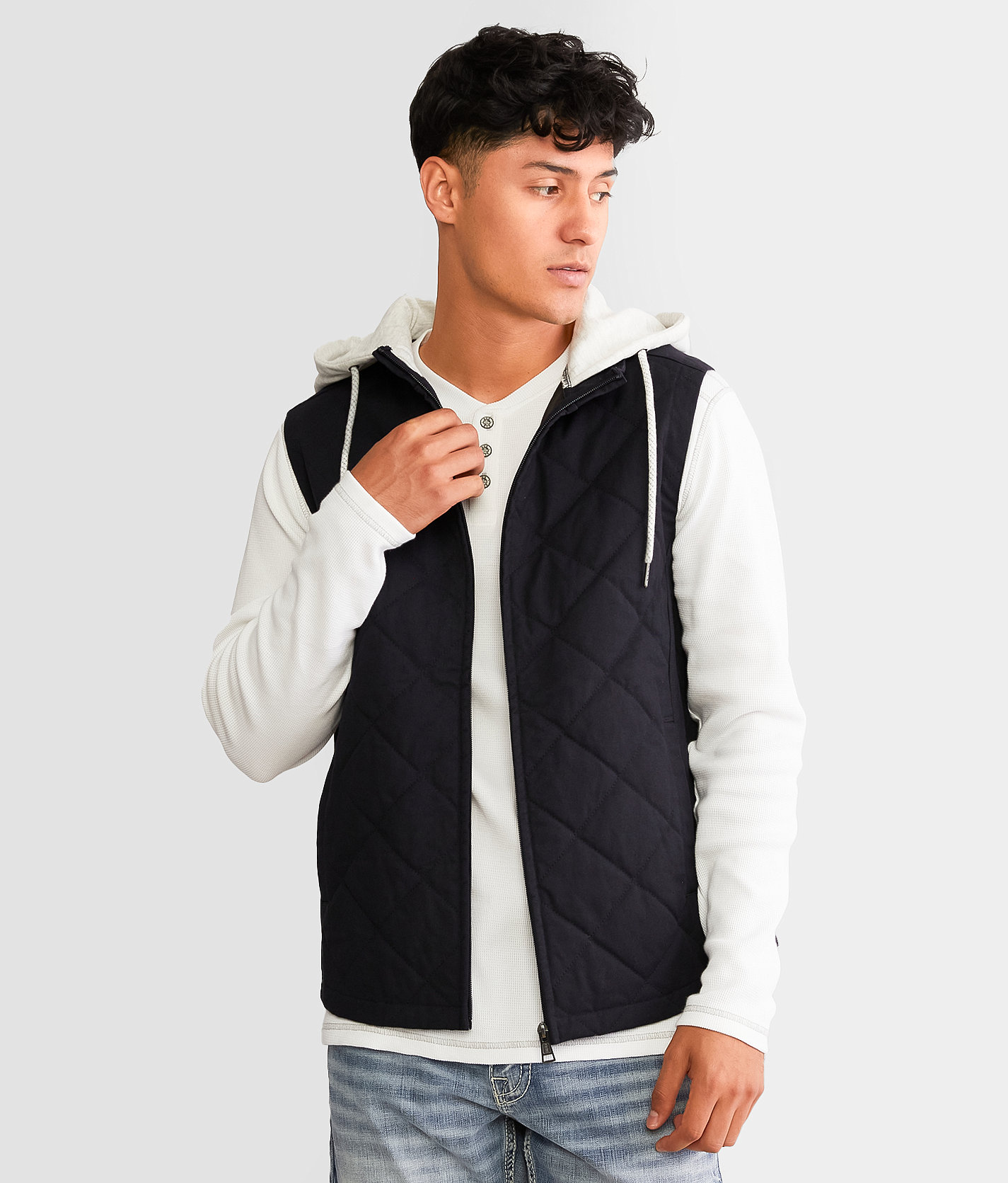 BKE Quilted Canvas Hooded Vest - Men's Coats & Jackets in Navy