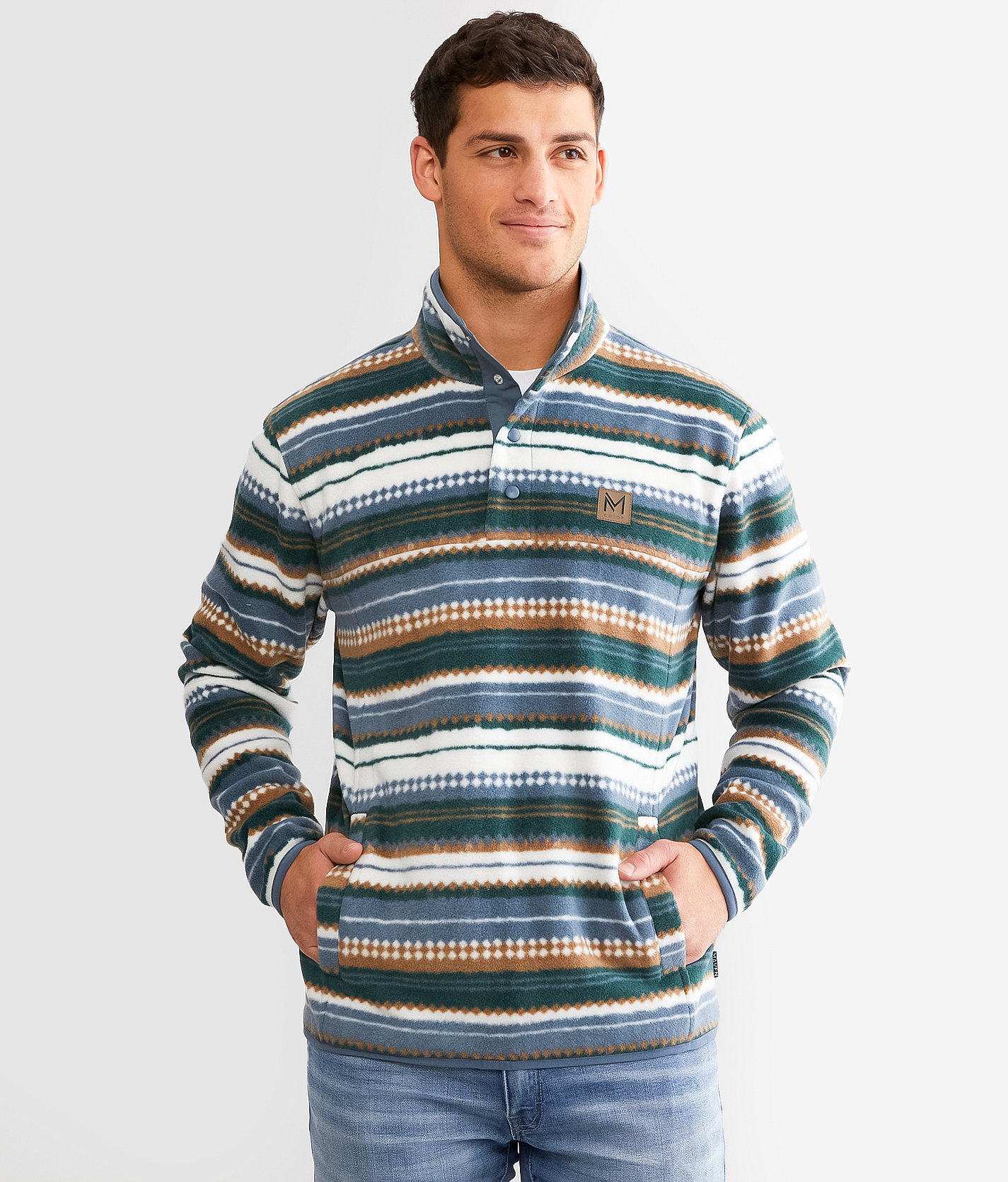 Maven Co-op Fleece Henley Pullover - Men's Sweatshirts in Pine Brown