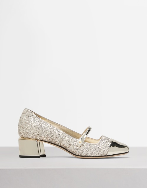 Elisa 45 Glitter Block Low-Heeled Pumps