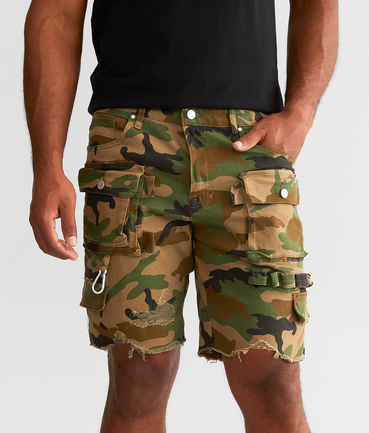 First Row® Camo Slim Stretch Short - Men's Shorts in Wood Camo