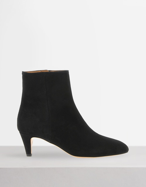Deone Suede Calfskin Leather Mid-Heeled Ankle Boots