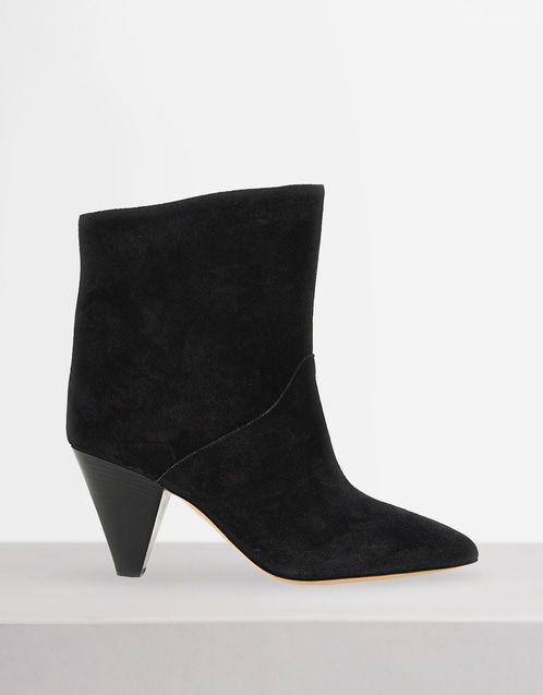 Loline Suede Calfskin Leather High-Heeled Ankle Boots