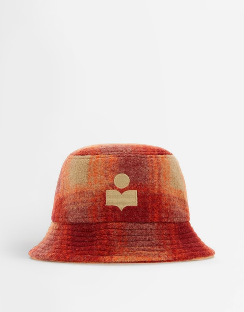 Logo Embroidered Checked Bucked Hat