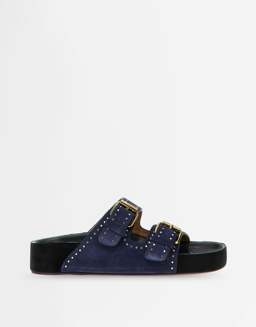 Lennyo Suede Leather Stud Applications Slippers