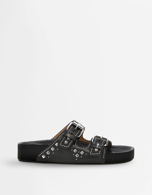Lennyo Leather Stud Applications Slippers
