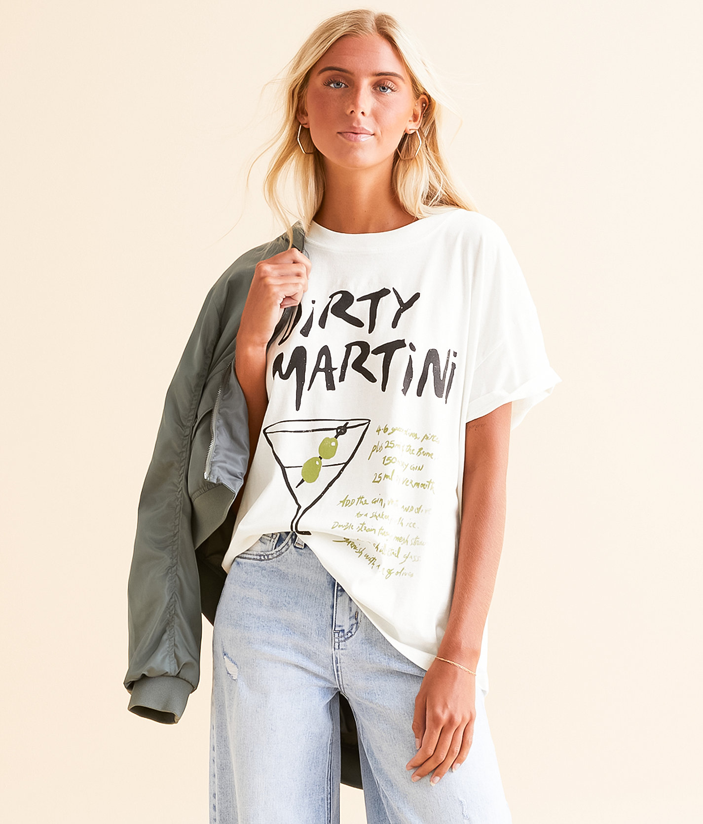 Girl Dangerous Dirty Martini Oversized T-Shirt - Women's T-Shirts in White