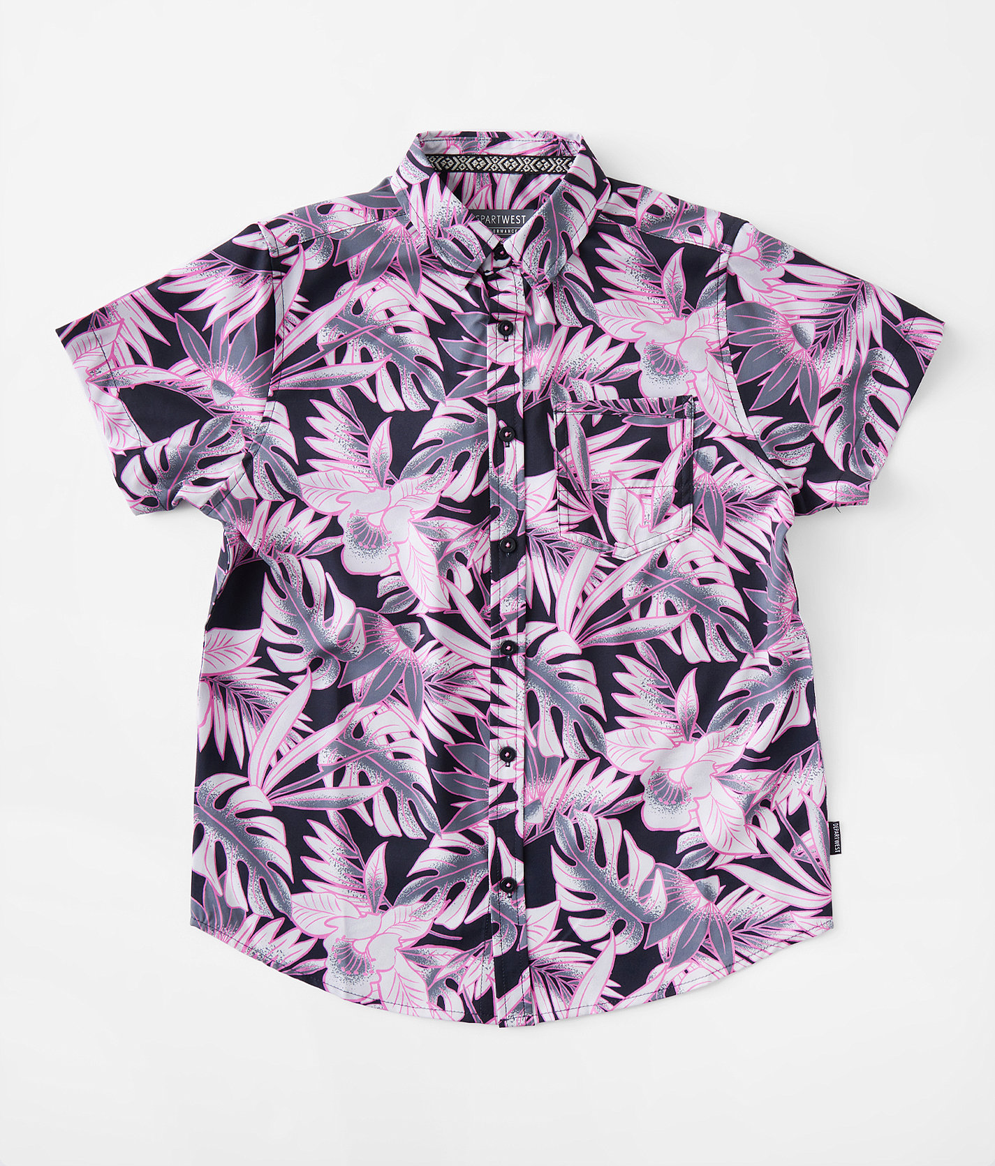 Boys - Departwest Tropical Performance Stretch Shirt - Boy's Shirts in Black Pink