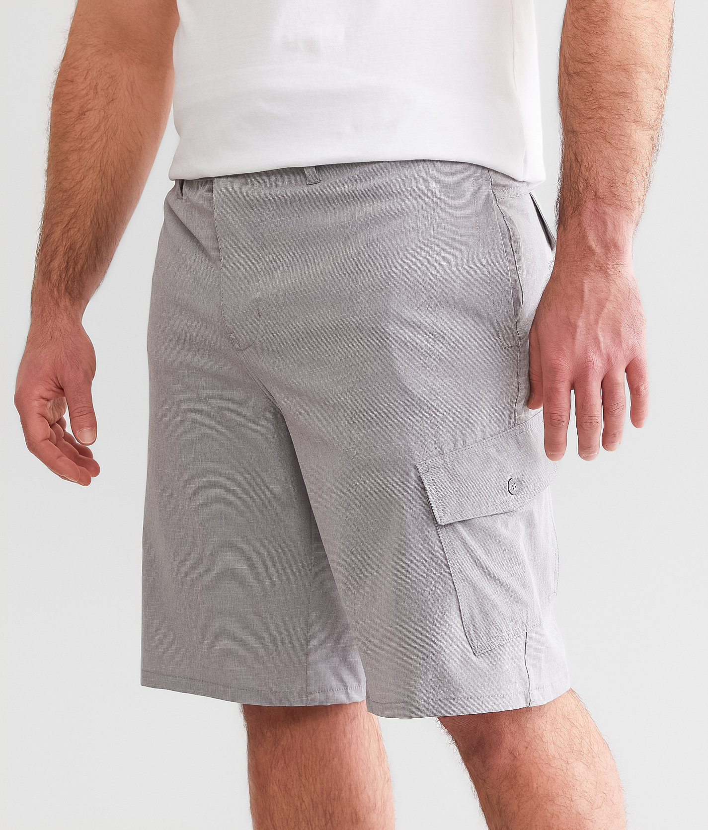 BKE Gage Hybrid Athletic Cargo Stretch Walkshort - Men's Shorts in Light Grey