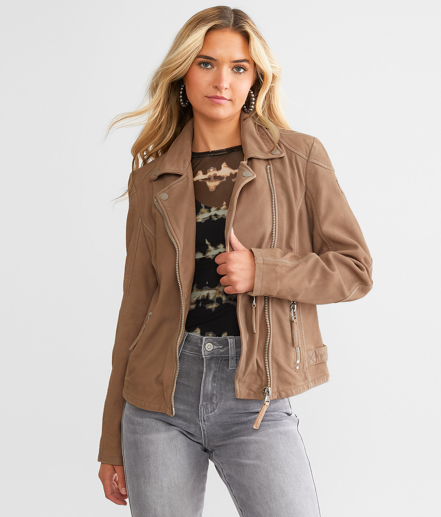 Mauritius Karyn Leather Jacket - Women's Coats & Jackets in Sand