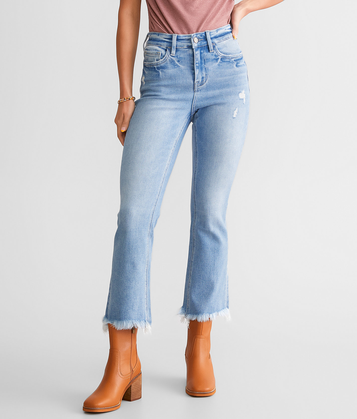 Flying Monkey High Rise Cropped Flare Stretch Jean - Women's Jeans in Beckons