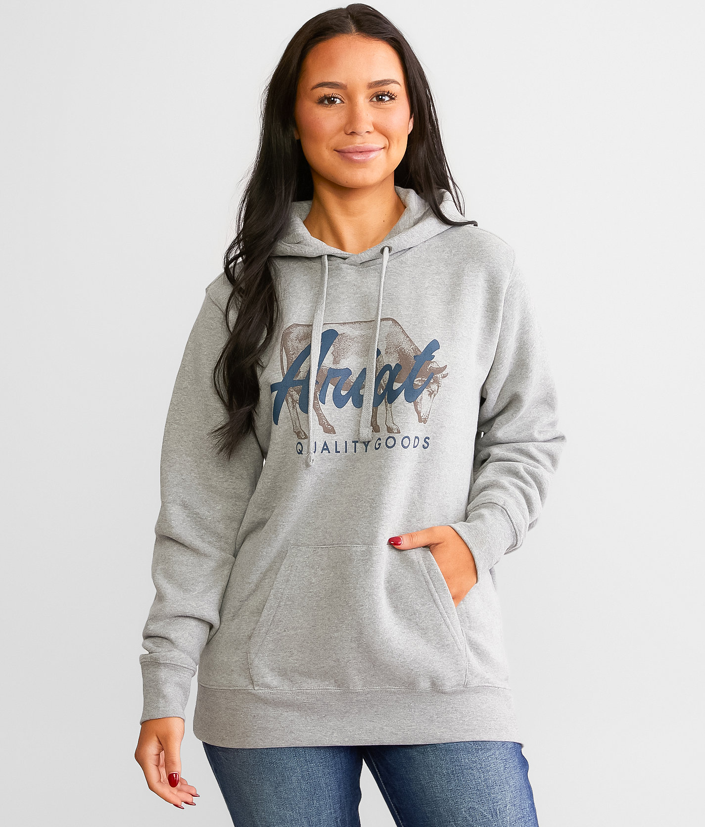 Ariat Real Grazing Hooded Sweatshirt - Women's Sweatshirts in Heather Grey