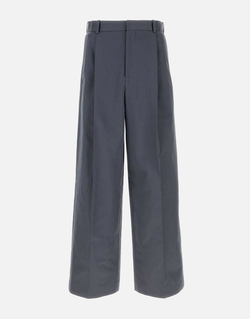 Men's Cotton Pleated Mid Waist Wide Leg Pants