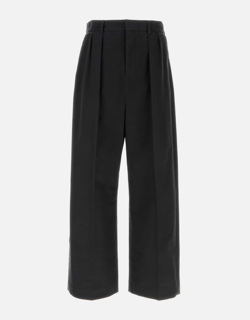 Men's Cotton Pleated Mid Waist Straight-Leg Pants