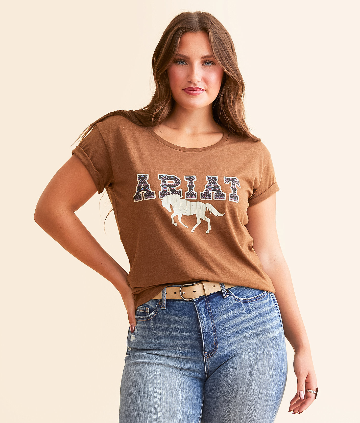 Ariat Patterned Bronco T-Shirt - Women's T-Shirts in Cinnamon