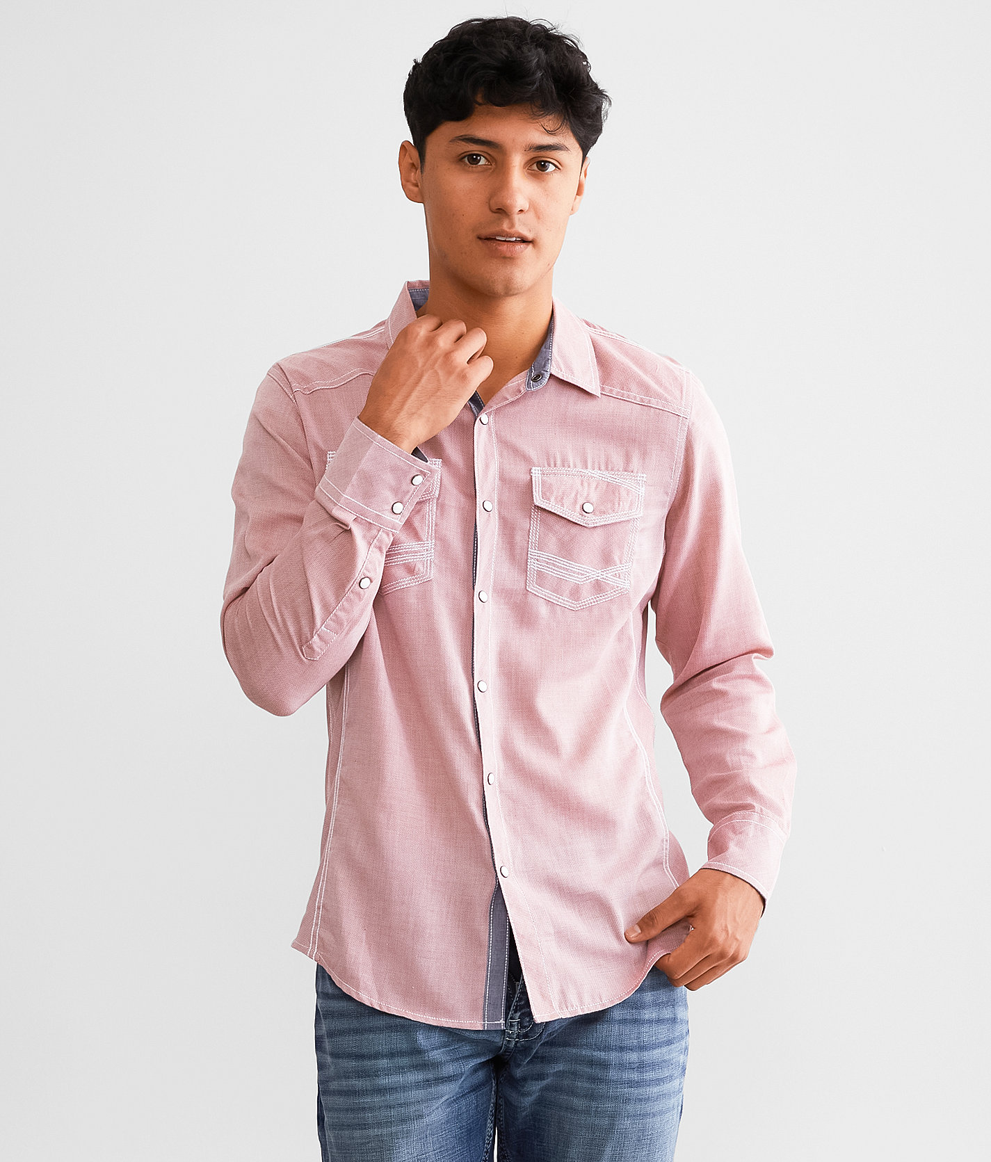 BKE Solid Standard Shirt - Men's Shirts in Red White