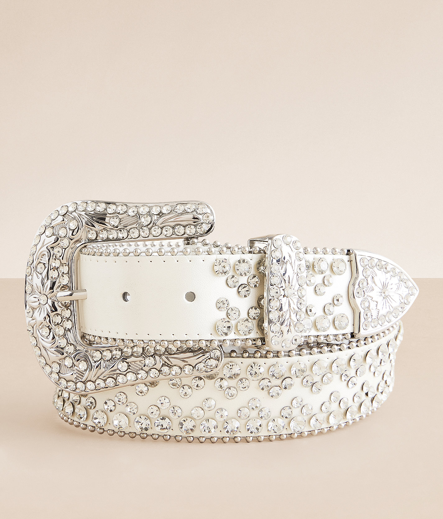 BKE Glitz Leather Western Belt - Women's Belts in White