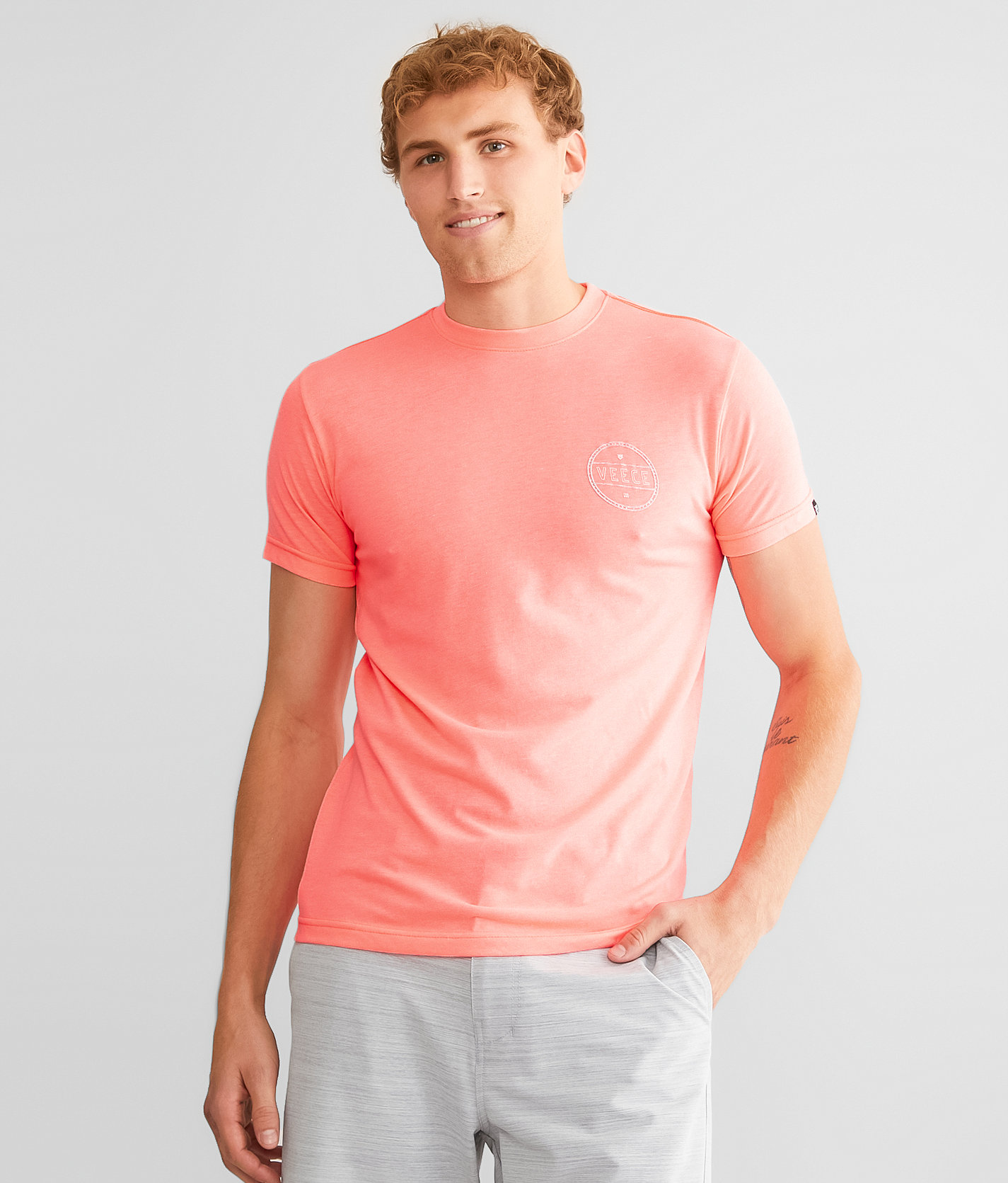 Veece Minimalist T-Shirt - Men's T-Shirts in Salmon Heather