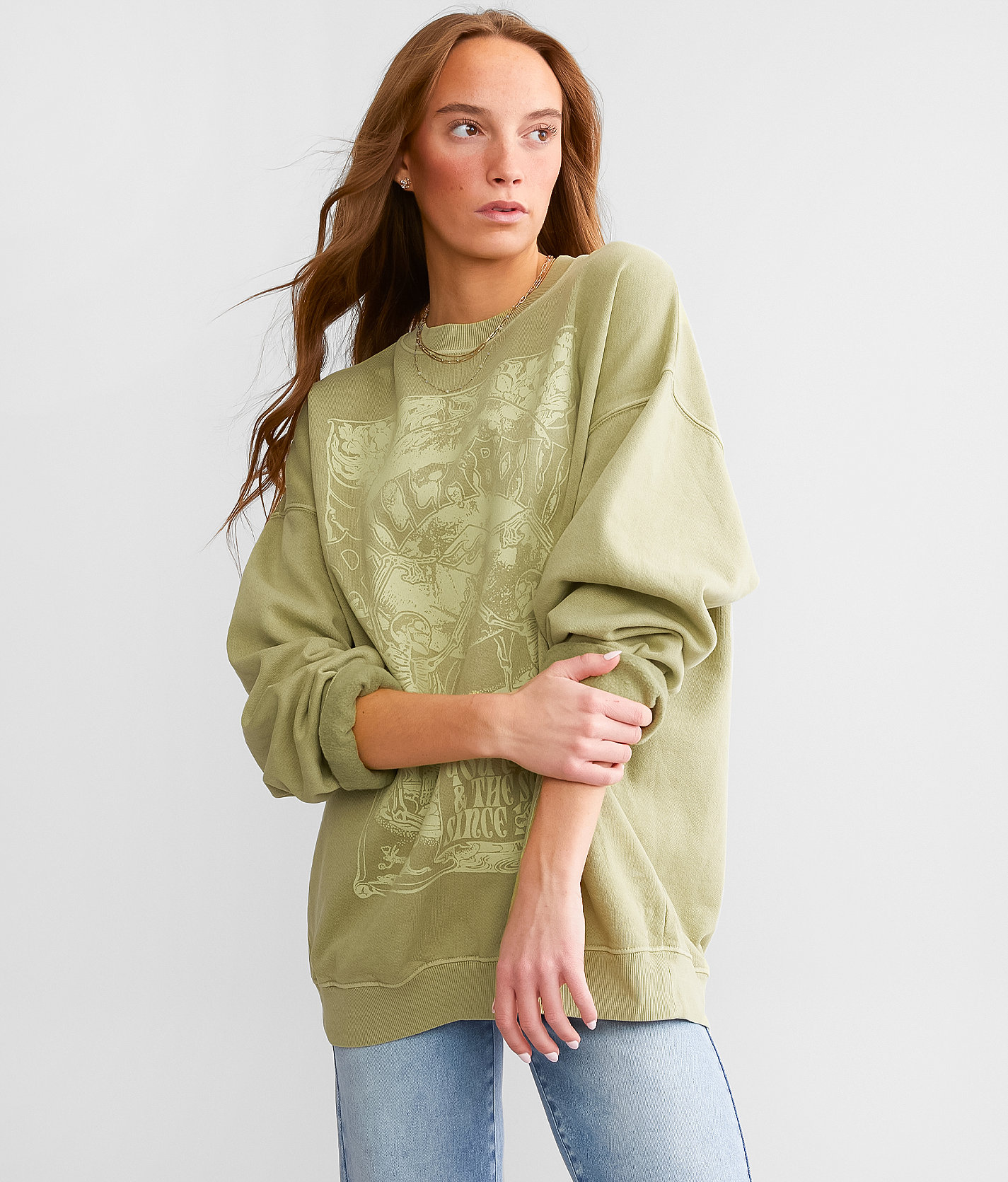 Billabong Ride In Oversized Pullover - Women's Sweatshirts in Palm Green