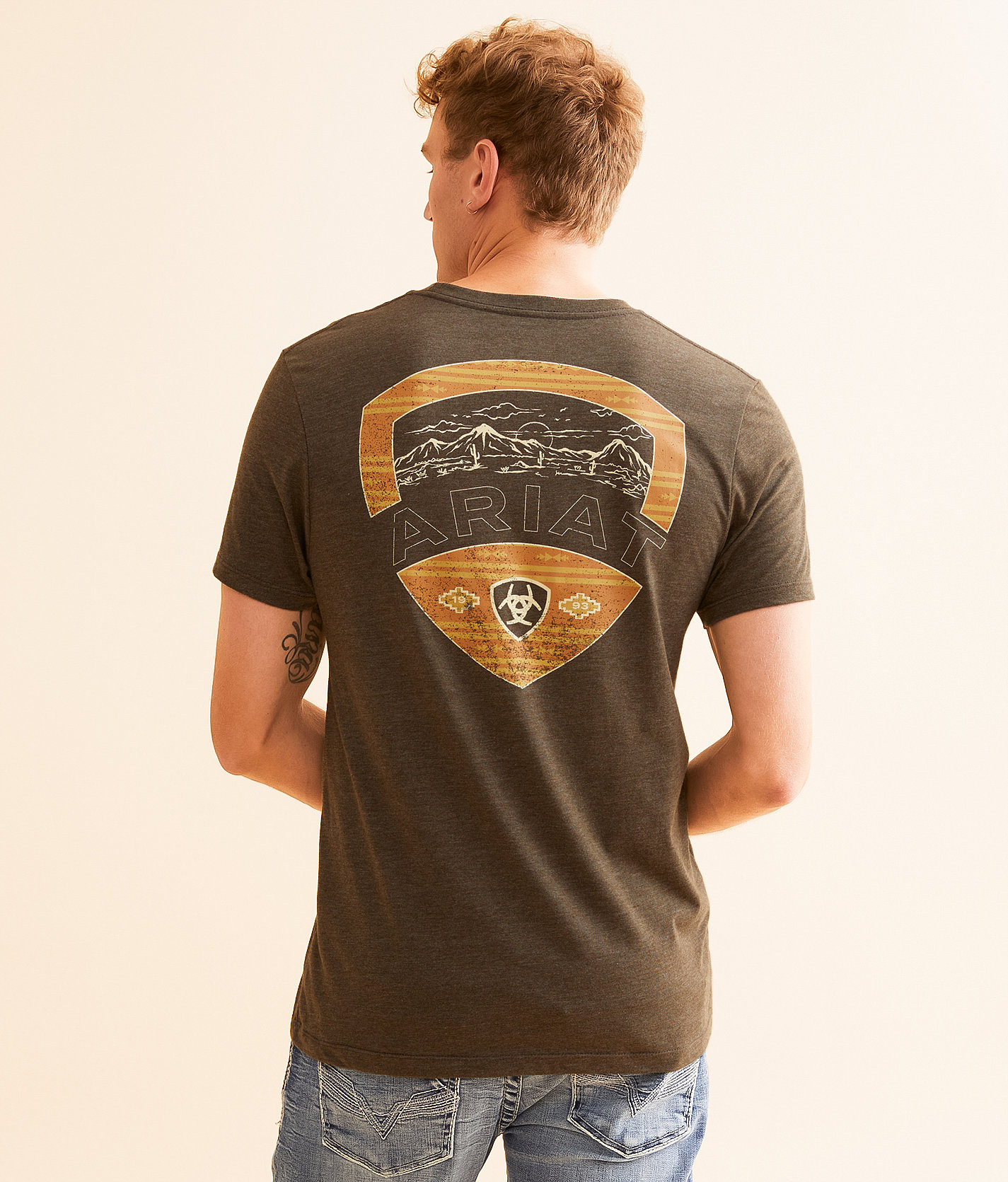 Ariat Golden Valley Shield T-Shirt - Men's T-Shirts in Brown Heather