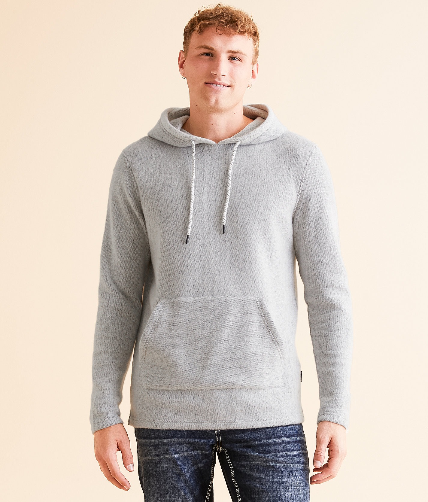 Departwest Brushed Knit Hoodie - Men's Sweatshirts in White Black