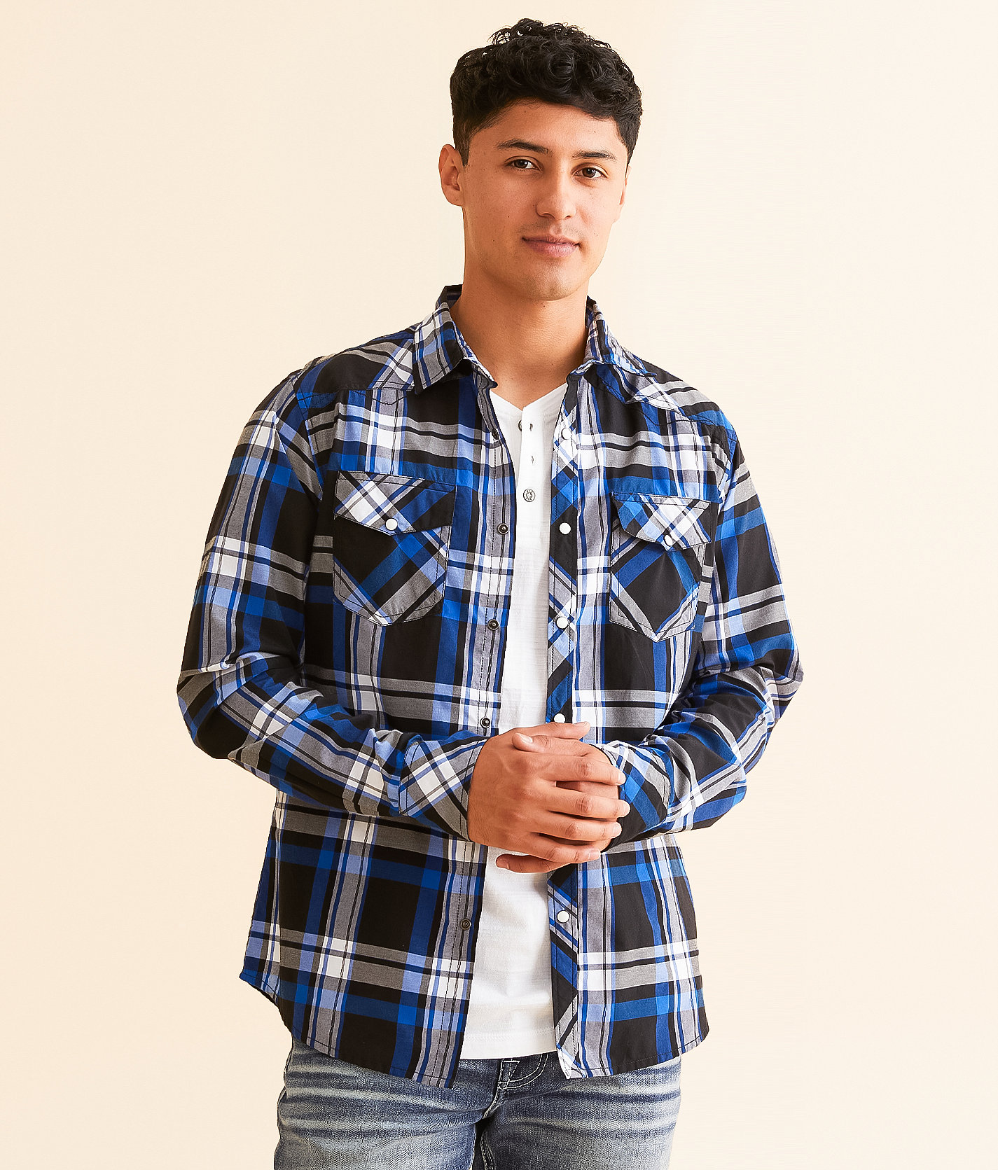 Reclaim Plaid Athletic Shirt - Men's Shirts in Blue Black White