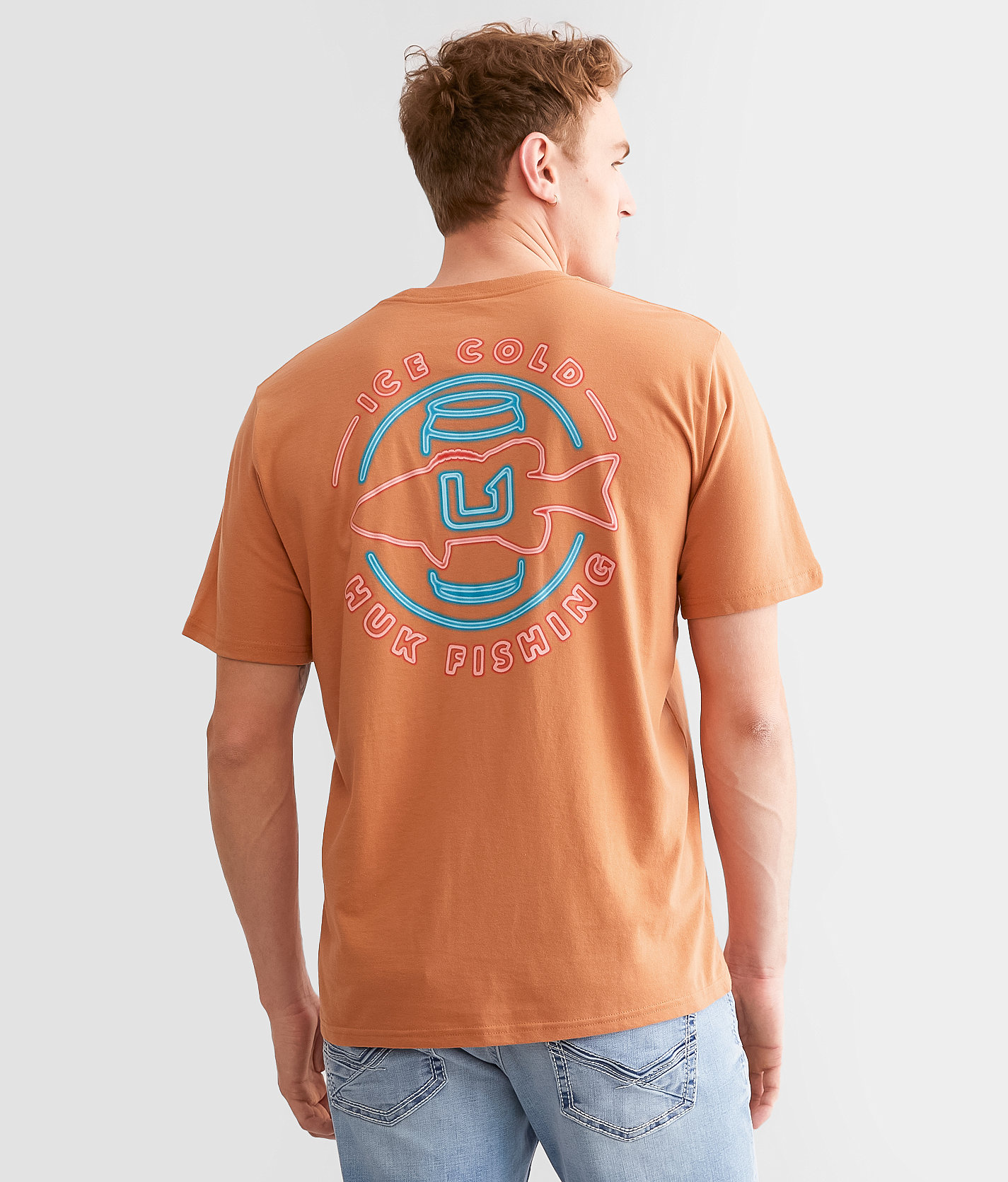 Huk Cold Bass T-Shirt - Men's T-Shirts in Sunburn